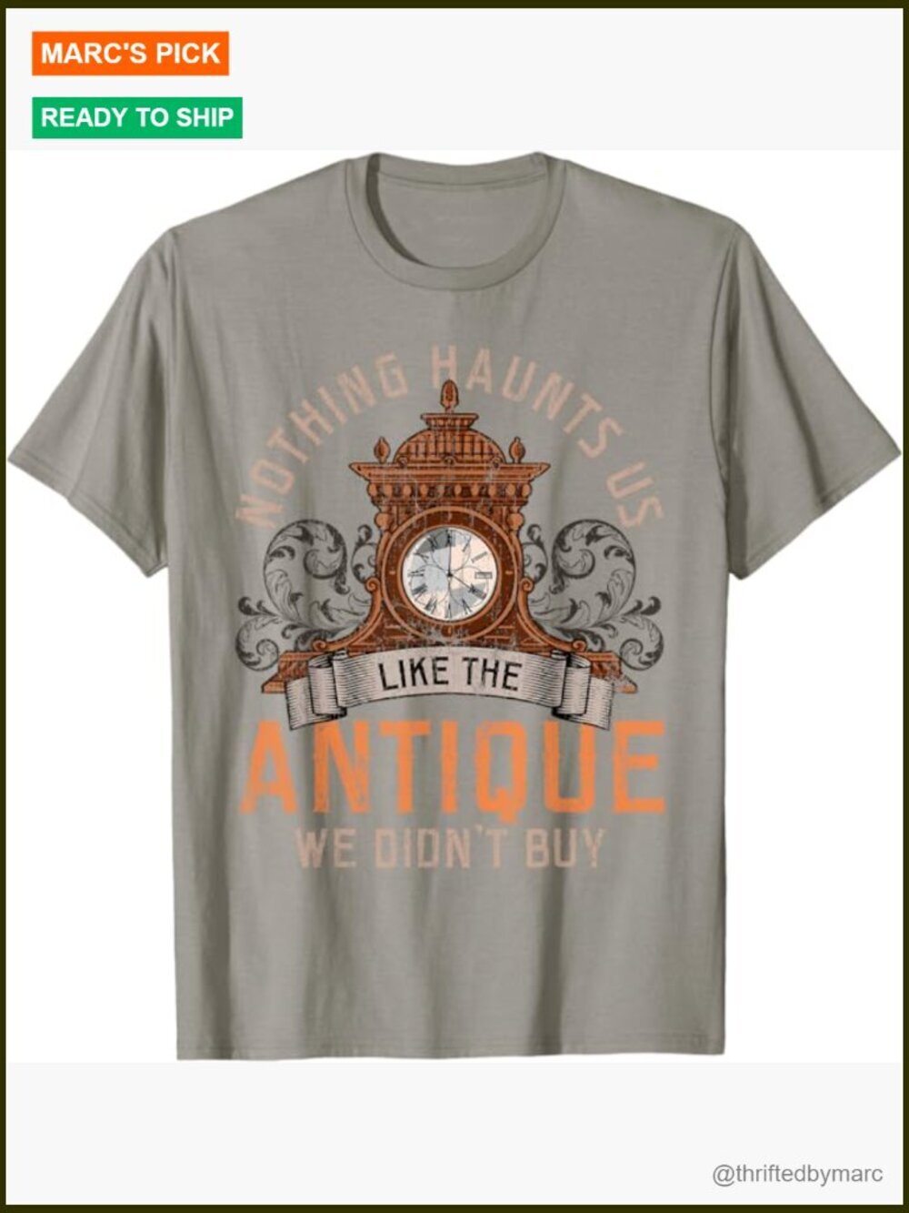 Antique Clock Collecting Graphic Cotton T-Shirt